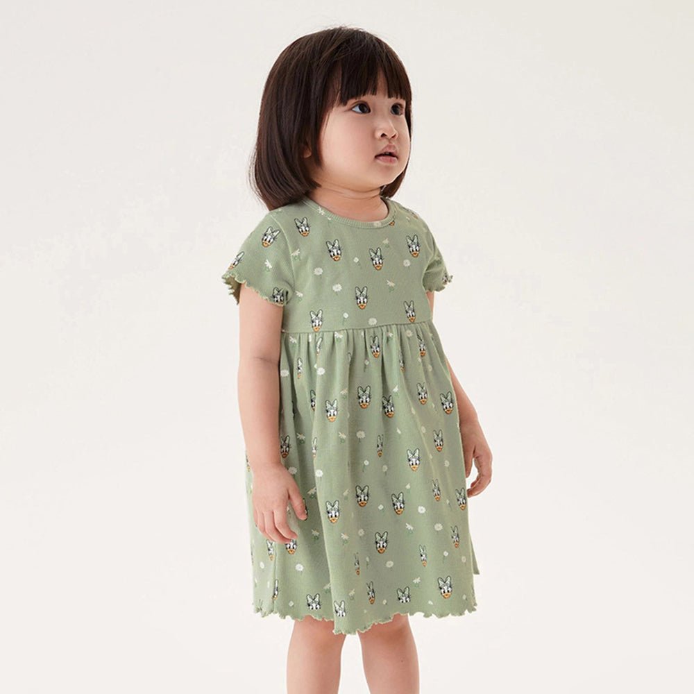 Tiny Cuddling New Arrival: Princess-Style Girls' Short-Sleeve Knitted Round Neck Dress - babeliobaby
