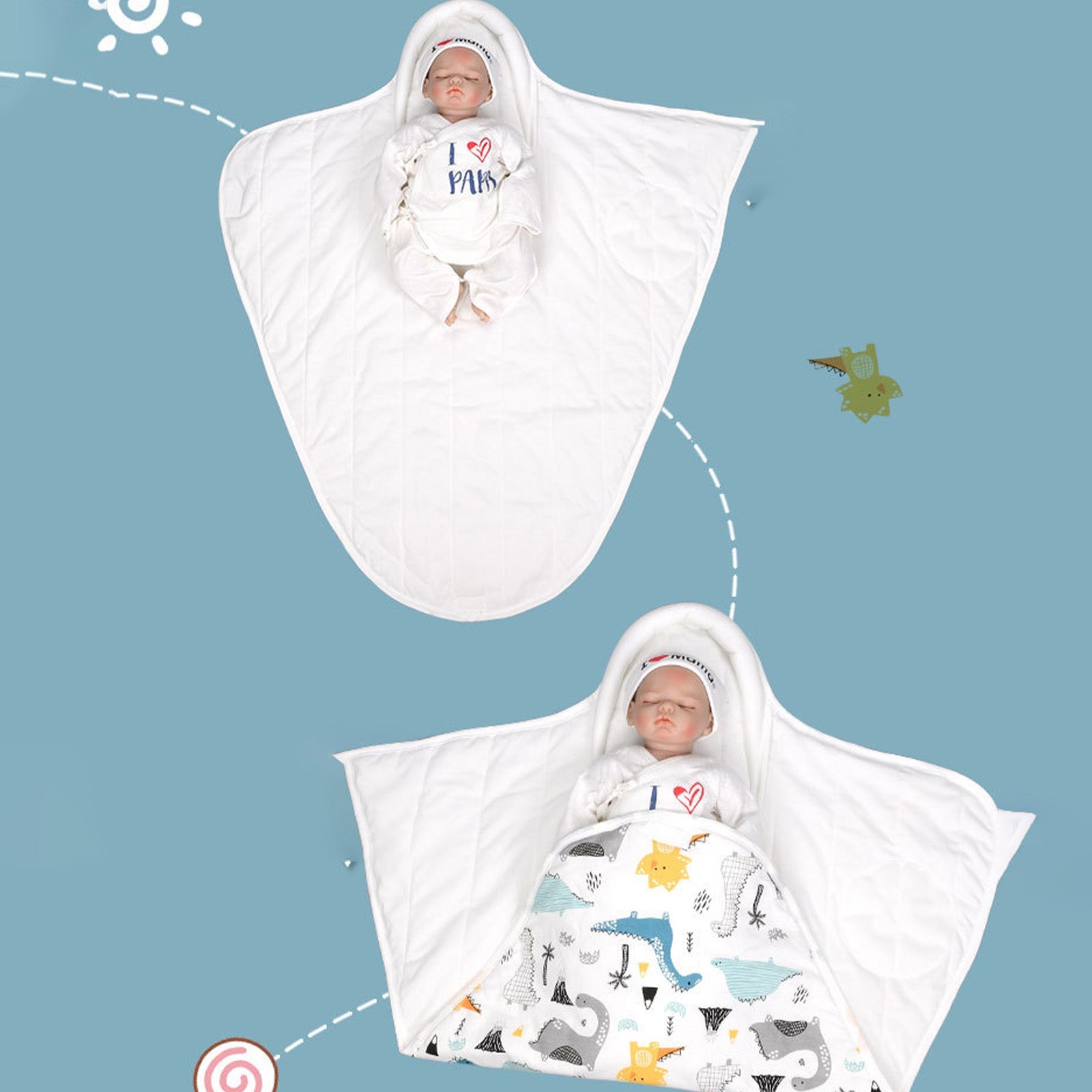 Tiny cuddling Sleepsack Swaddle, 100% Cotton 3-Way Adjustable Wearable Blanket,TOG 1.0,Small,0-3 Months，30*60cm - babeliobaby