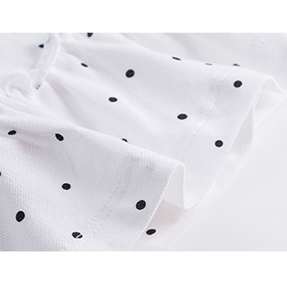 Tiny Cuddling Summer 2023 Polo Dress: Polka Dot Knit Cotton Dress for Girls - babeliobaby